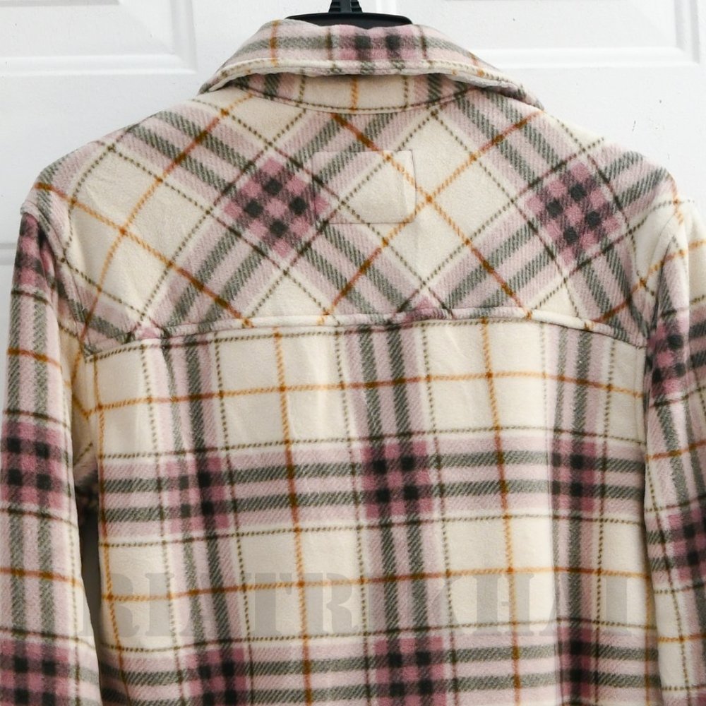 PINK NW T Sage Ladies' Plush Plaid Shirt Jacket - Picture 6 of 6